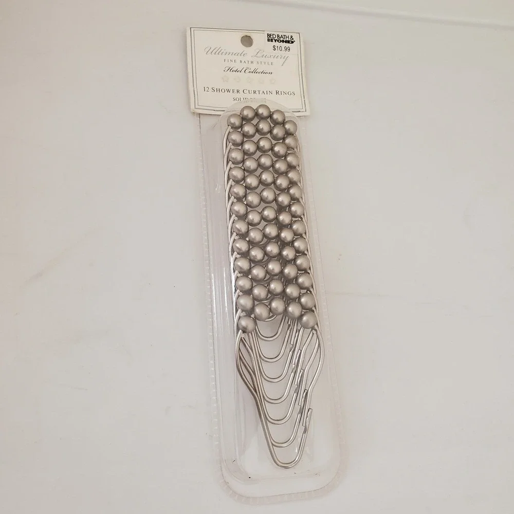 Bed Bath & Beyond Ultimate Luxury 12 Shower Curtain Rings Hooks Satin Nickel
